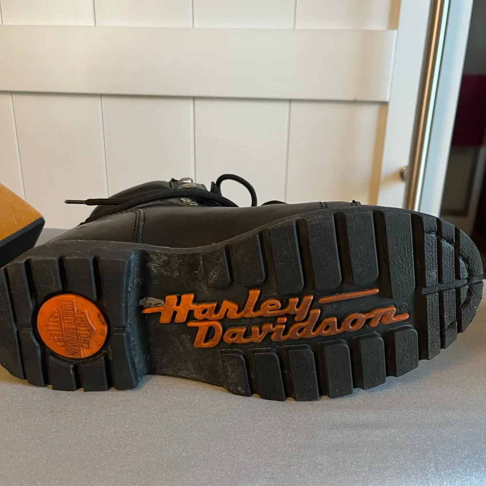 Harley-Davidson Black Women’s Leather Lace-Up Moto Boots - Picture 6 of 8
